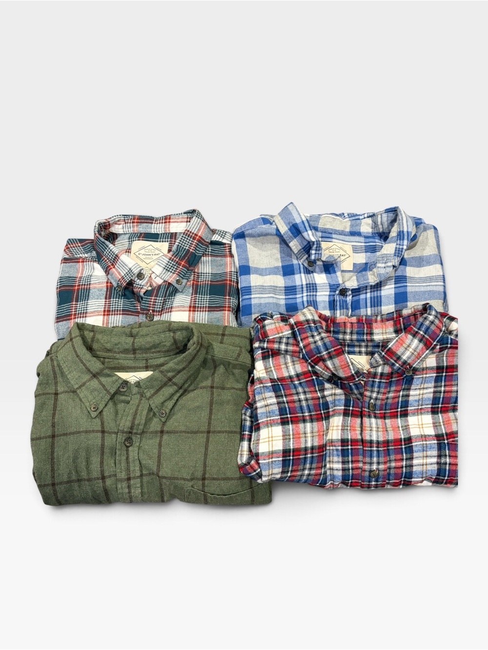 St. John’s Bay Men’s XL Flannel Shirt Lot – 4 Shirts